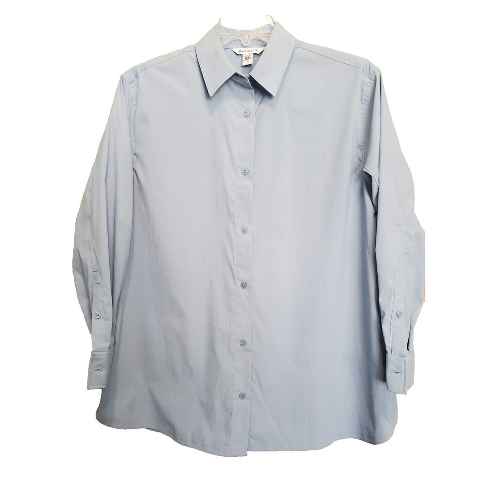 Athleta Blue Oversized Poplin Long Sleeve Button-Up Tunic Size Medium